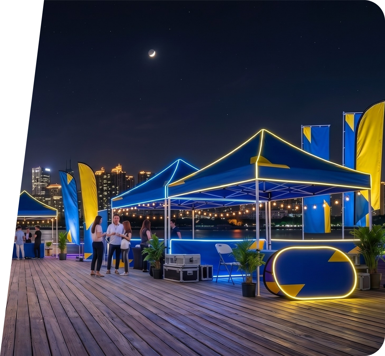 Tightent event setup at night