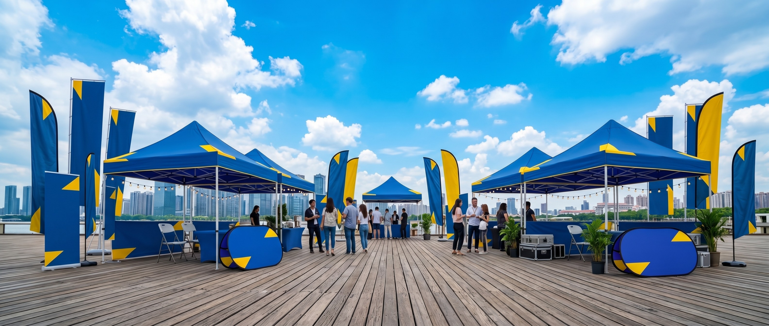 Tightent event gallery with branded tents and flags