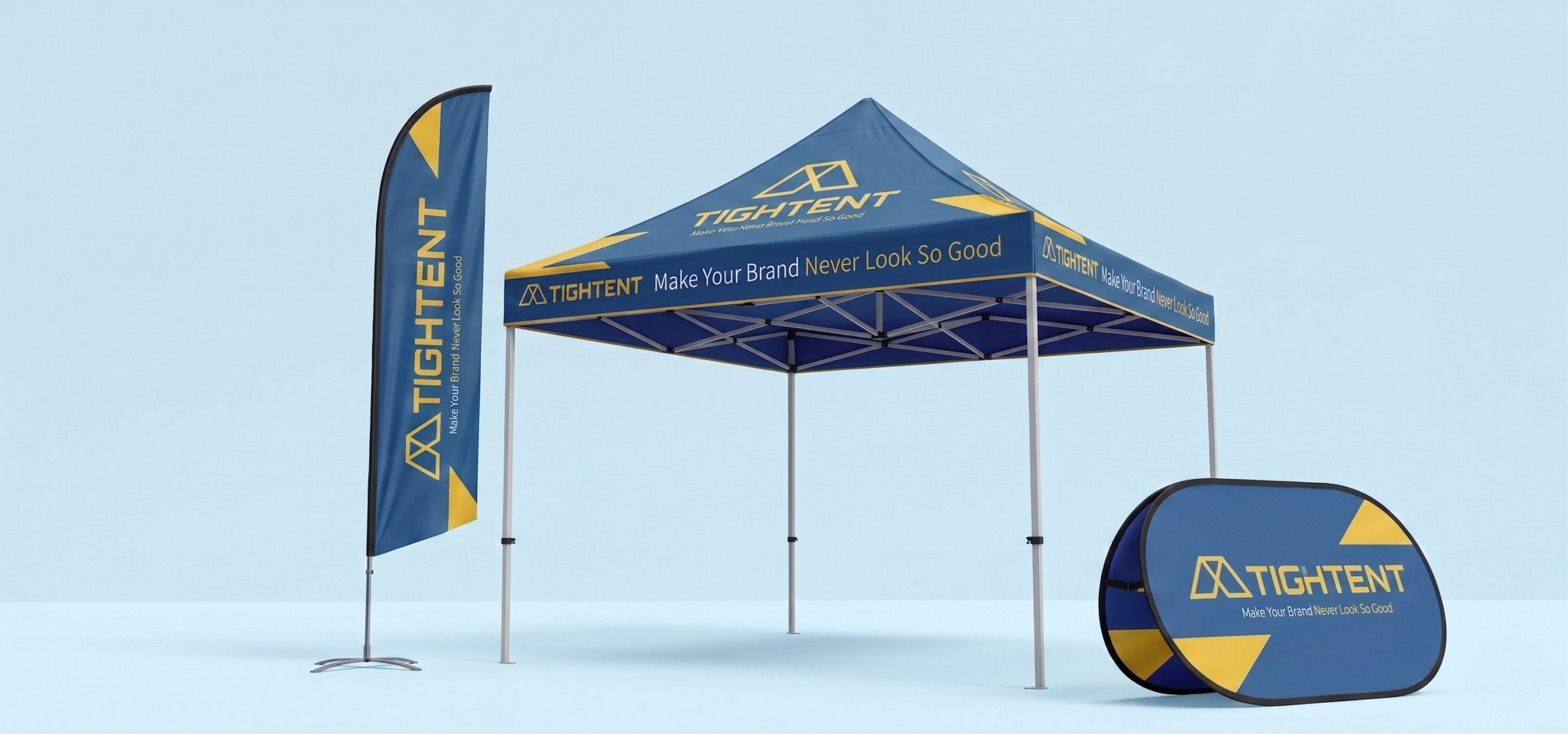 Premium event set with branded tent and flag
